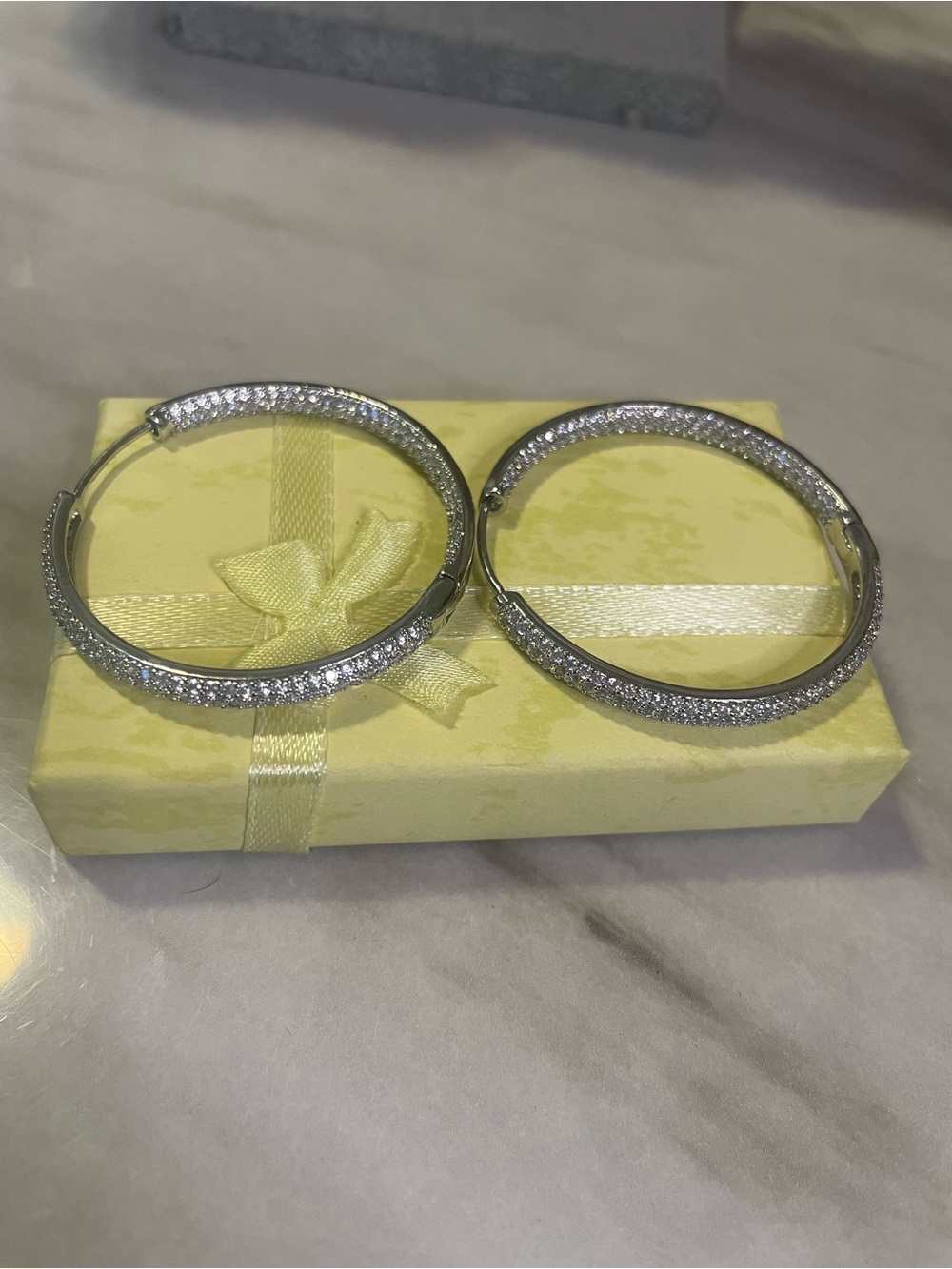 Silver Pavé Crystal Hoop Earrings - Sparkling Silver Hoop